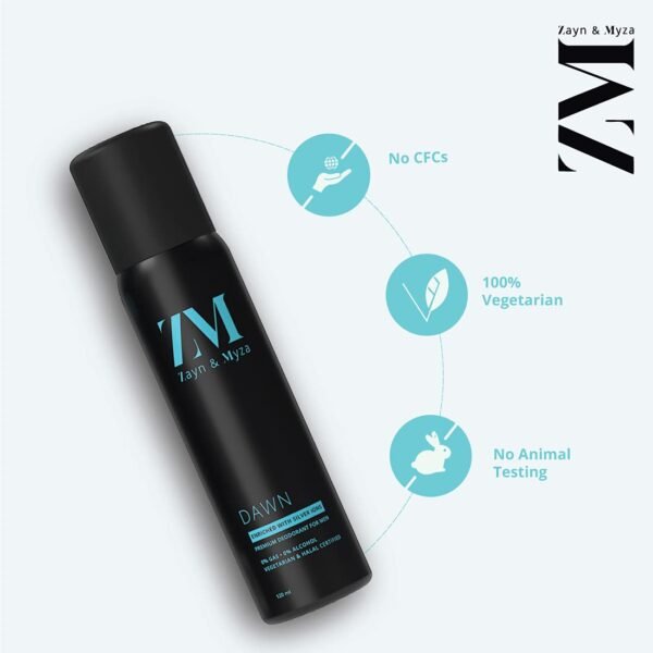 ZM Zayn & Myza Dawn No Alcohol Deodorant for Men | Long Lasting Perfume | Musky Fragrance, 120ml - Image 3
