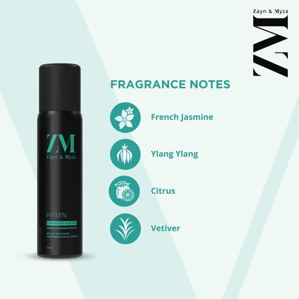 ZM Zayn & Myza Hymn No Alcohol Deo for Men | Long Lasting Freshness | Woody Fragrance, 120ml - Image 4