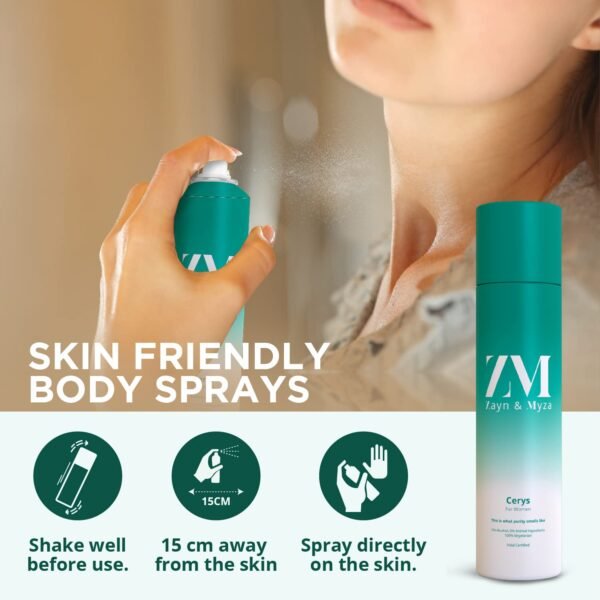 ZM Zayn & Myza Cerys No Alcohol Deodorant | Skin Friendly | Long Lasting Body Spray For Women (150 ml, Pack of 1) - Image 3