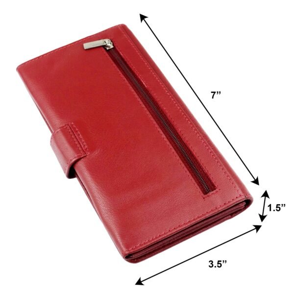 Women Wallet Genuine Leather RFID Blocking Designer Trifold Handbag Card Holder Ladies Phone Clutch With ID Window_Maroon - Image 5