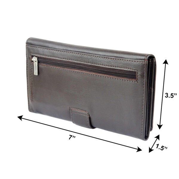 Women Wallet Genuine Leather RFID Blocking Designer Trifold Handbag Card Holder Ladies Phone Clutch With ID Window_Chocolate Brown - Image 4