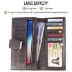 Women Wallet Genuine Leather RFID Blocking Designer Trifold Handbag Card Holder Ladies Phone Clutch With ID Window_Chocolate Brown - Image 3