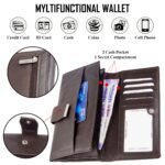 Women Wallet Genuine Leather RFID Blocking Designer Trifold Handbag Card Holder Ladies Phone Clutch With ID Window_Chocolate Brown - Image 2