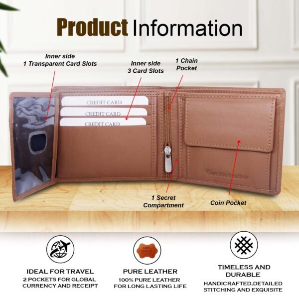 Genuine Leather Wallet for Men (Brown) - Image 3