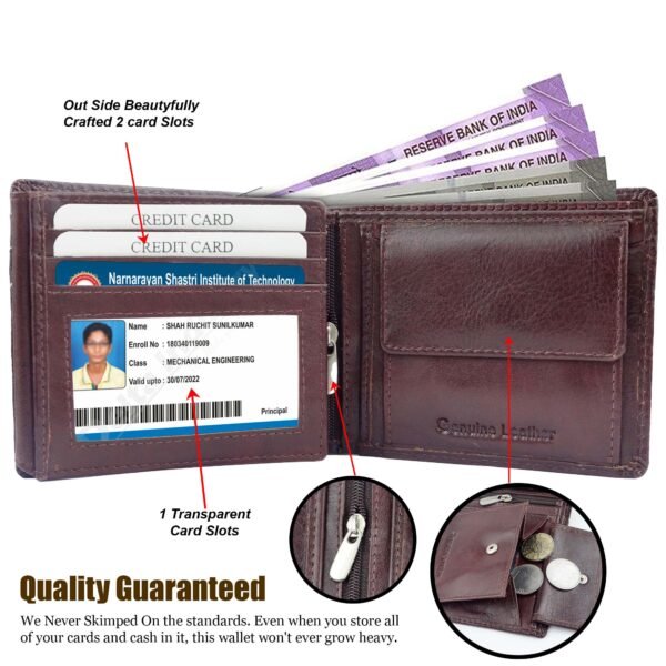 Genuine Leather Wallet for Men (Dark Brown) - Image 2