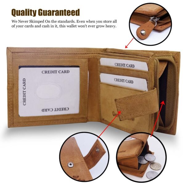 Genuine Leather Wallet for Men (Yellow Tan) - Image 4
