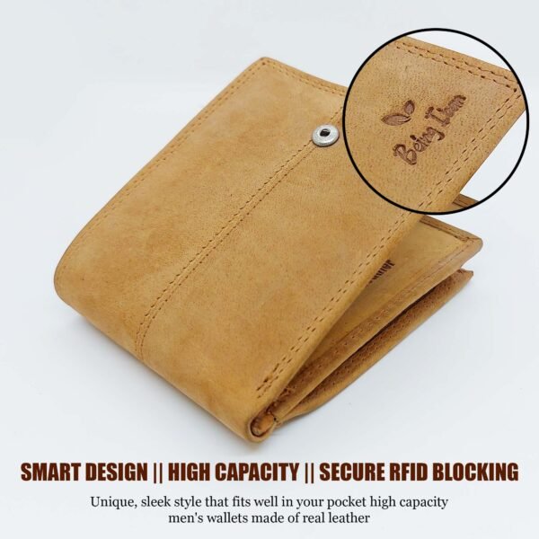 Genuine Leather Wallet for Men (Yellow Tan) - Image 3