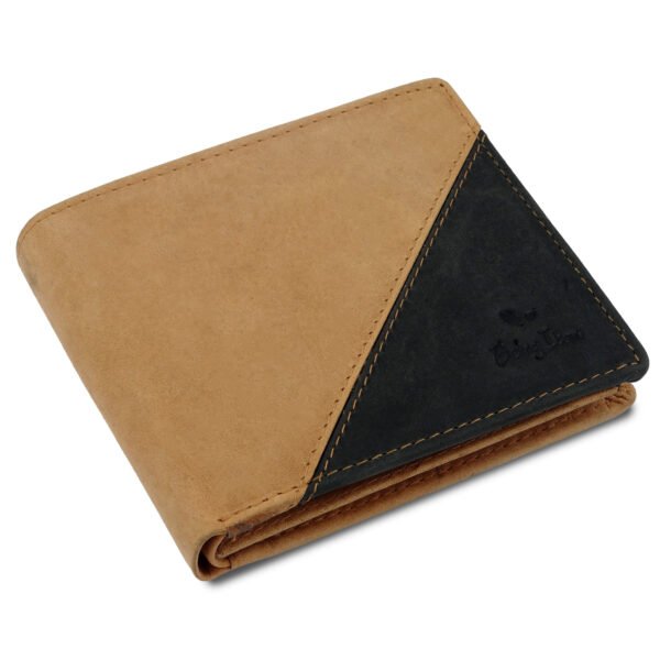 9876543210552_1 Genuine Leather Wallet for Men Dual Color (Black &Tan) - Image 1