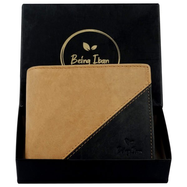 Genuine Leather Wallet for Men Dual Color (Black &Tan) - Image 5