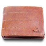 Wallet for Men-Genuine Slim Leather RFID Blocking Bifold Stylish Wallet With 2 ID Window Money Clip Wallet with ID Window Gift Box_Brown Tan
