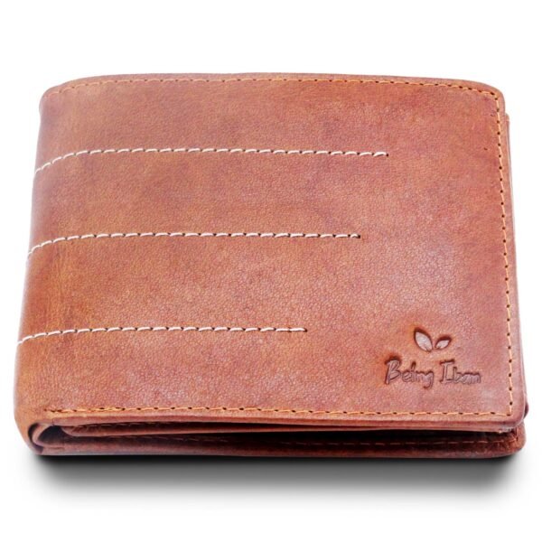 Wallet for Men-Genuine Slim Leather RFID Blocking Bifold Stylish Wallet With 2 ID Window Money Clip Wallet with ID Window Gift Box_Brown Tan - Image 1