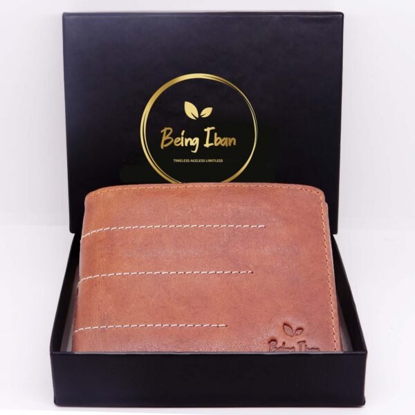 Wallet for Men-Genuine Slim Leather RFID Blocking Bifold Stylish Wallet With 2 ID Window Money Clip Wallet with ID Window Gift Box_Brown Tan - Image 5