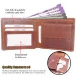 Wallet for Men-Genuine Slim Leather RFID Blocking Bifold Stylish Wallet With 2 ID Window Money Clip Wallet with ID Window Gift Box_Brown Tan - Image 2