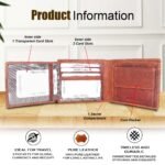 Wallet for Men-Genuine Slim Leather RFID Blocking Bifold Stylish Wallet With 2 ID Window Money Clip Wallet with ID Window Gift Box_Brown Tan - Image 3