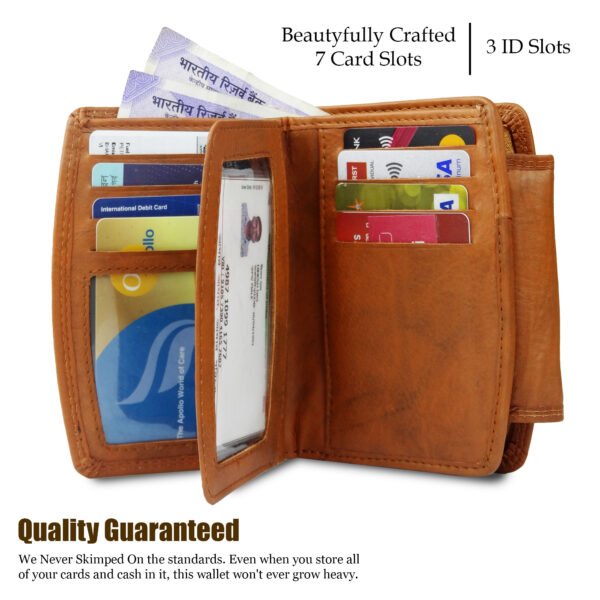 Women Handbag Stylish Women Convertible Clutch Purse Wallet RFID Blocking Trifold Card Holder Ladies Clutch With ID Window_Brown - Image 2