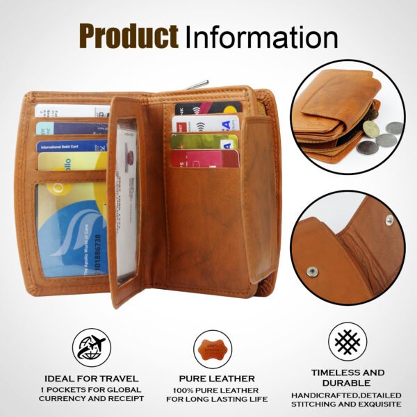 Women Handbag Stylish Women Convertible Clutch Purse Wallet RFID Blocking Trifold Card Holder Ladies Clutch With ID Window_Brown - Image 4