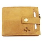 Wallet for Men-Genuine Slim Leather RFID Blocking Bifold Stylish Wallet With 2 ID Window Money Clip Wallet with ID Window Gift Box_Tan