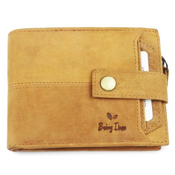 Wallet for Men-Genuine Slim Leather RFID Blocking Bifold Stylish Wallet With 2 ID Window Money Clip Wallet with ID Window Gift Box_Tan - Image 1