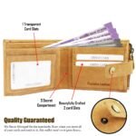 Wallet for Men-Genuine Slim Leather RFID Blocking Bifold Stylish Wallet With 2 ID Window Money Clip Wallet with ID Window Gift Box_Tan - Image 2