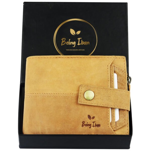 Wallet for Men-Genuine Slim Leather RFID Blocking Bifold Stylish Wallet With 2 ID Window Money Clip Wallet with ID Window Gift Box_Tan - Image 6