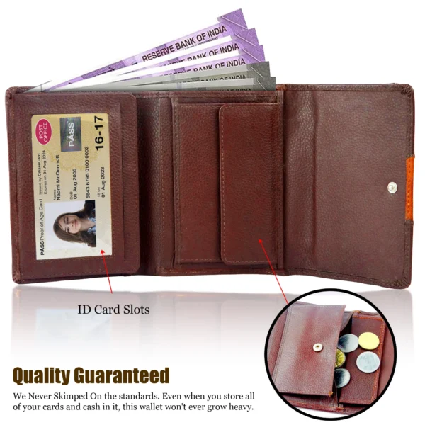 Genuine Leather Purse for Womens dark Brown Handbag - Image 3