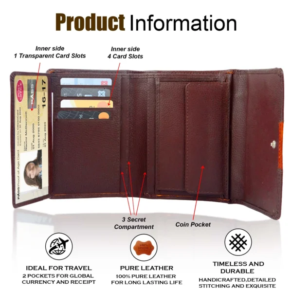 Genuine Leather Purse for Womens dark Brown Handbag - Image 2