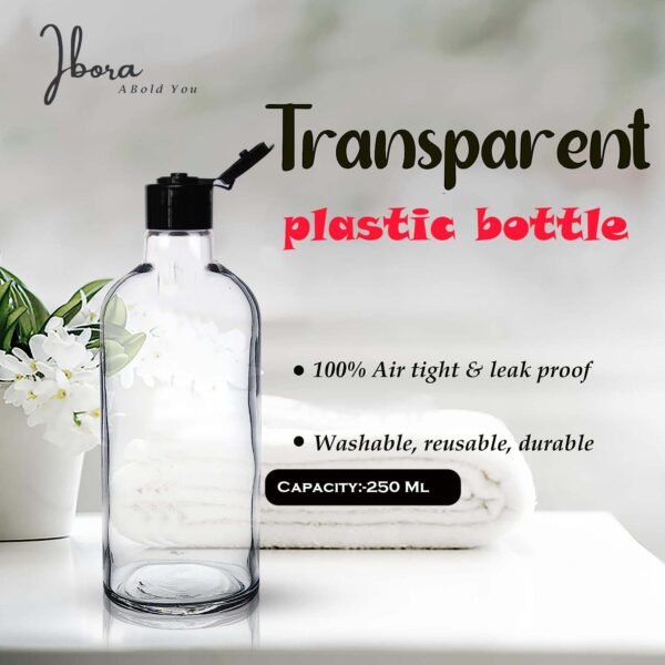 Transparent Empty Cosmetic Plastic Fliptop Bottle_250ml Pack Of_5 - Image 4