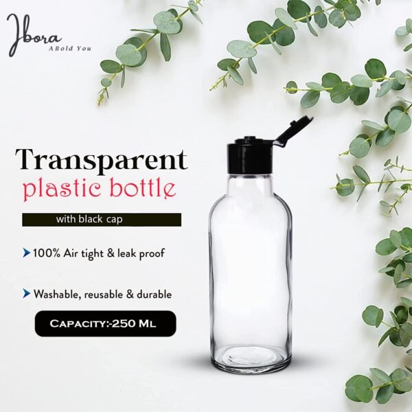 Transparent Empty Cosmetic Plastic Fliptop Bottle_250ml Pack Of_5 - Image 3