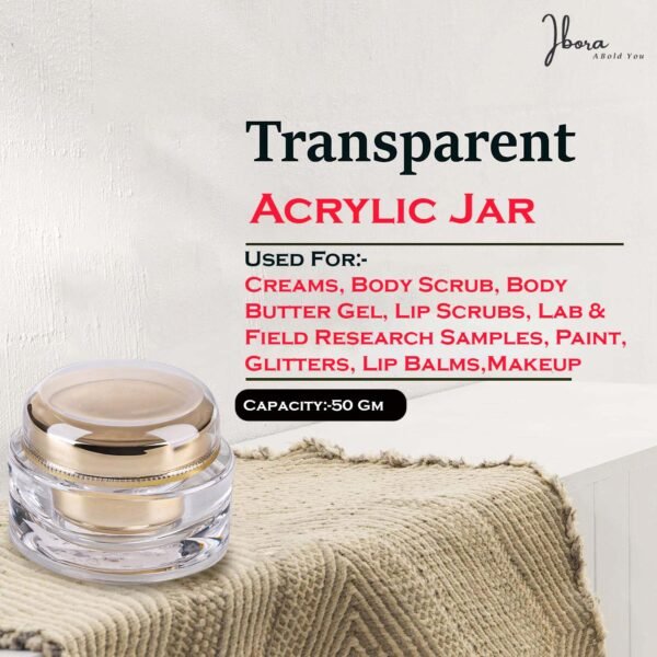 Golden Empty Cosmetic Acrylic Containers Jar_Pack OF 5 - Image 2