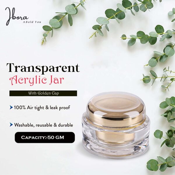 Golden Empty Cosmetic Acrylic Containers Jar_Pack OF 5 - Image 3