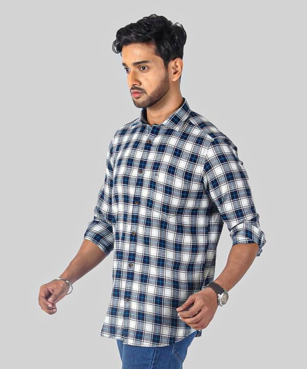 Man Slim Fit Cotton Casual Check Shirt for Men|Men's Cotton Casual Slim Fit Checkered Shirt - Image 2