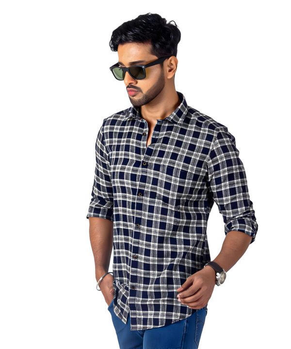 Man Slim Fit Cotton Casual Check Shirt for Men|Men's Cotton Casual Slim Fit Checkered Shirt|Full Sleeve Shirt - Image 2