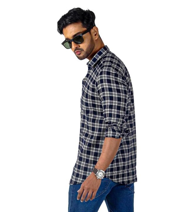 Man Slim Fit Cotton Casual Check Shirt for Men|Men's Cotton Casual Slim Fit Checkered Shirt|Full Sleeve Shirt - Image 4