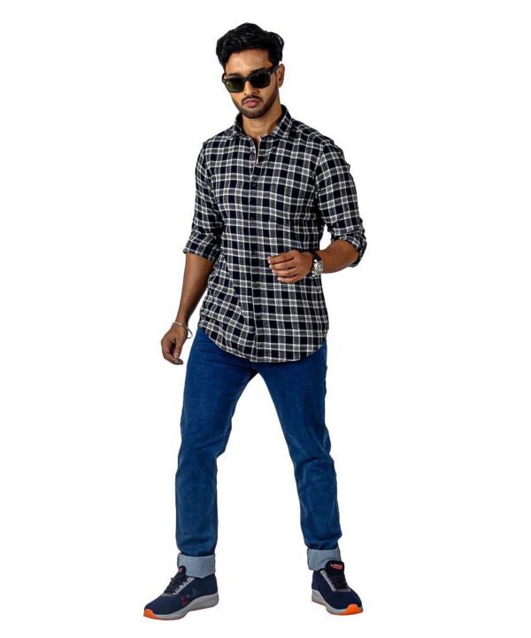 Man Slim Fit Cotton Casual Check Shirt for Men|Men's Cotton Casual Slim Fit Checkered Shirt|Full Sleeve Shirt - Image 5