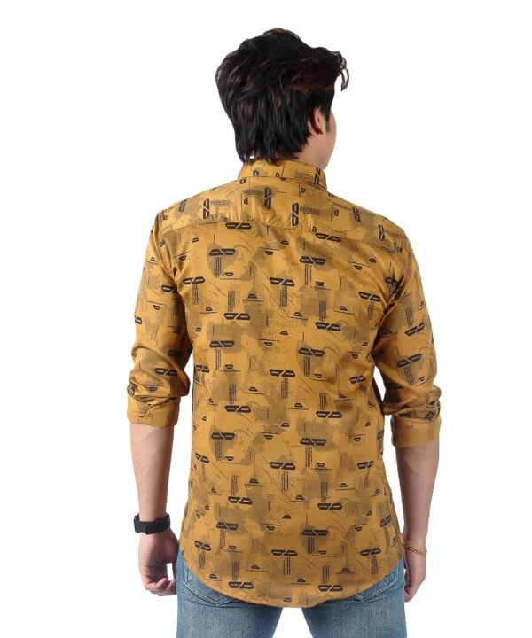 Men's Full Sleeve Wrinkle Free Shirt Button Down,Geometric Pattern Shirt,Casual Summer Dress Shirts_Khaki - Image 4