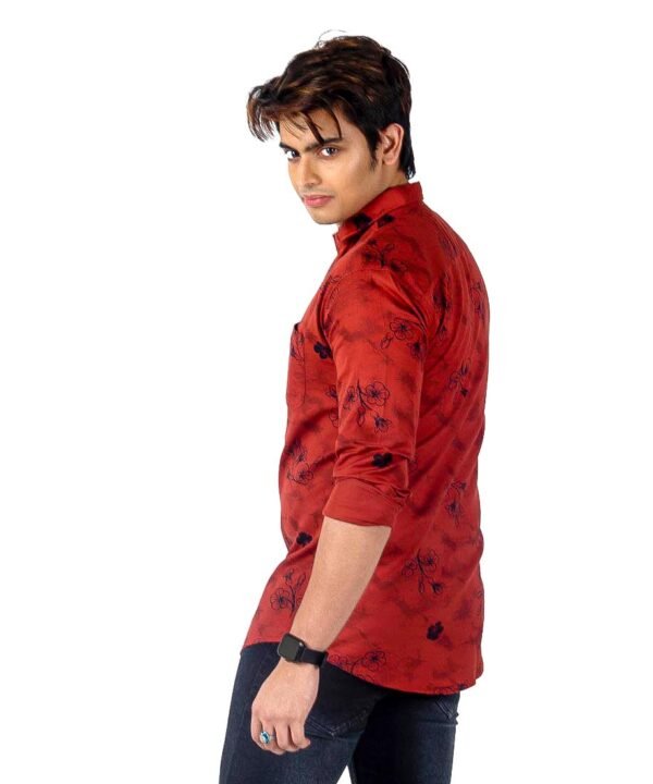 Mens Full Sleeves Casual Shirt| Mens Stylish Summer Printed Shirt_Maroon - Image 6