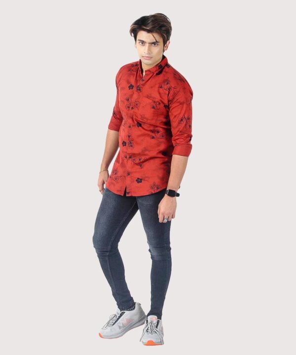 Mens Full Sleeves Casual Shirt| Mens Stylish Summer Printed Shirt_Maroon - Image 5