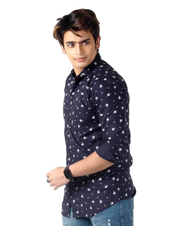 BIB1994-2 Mens Full Sleeves Casual Shirt| Mens Stylish Summer Printed Shirt_Navy Blue - Image 2