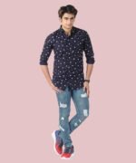 Mens Full Sleeves Casual Shirt| Mens Stylish Summer Printed Shirt_Navy Blue - Image 4