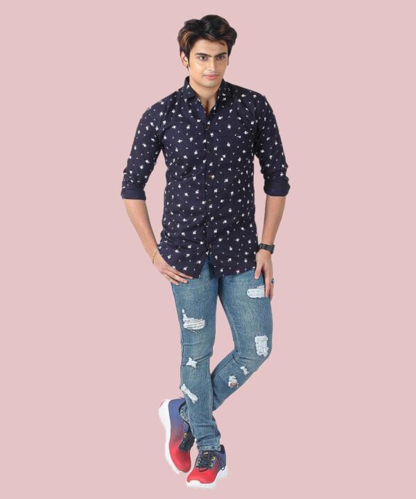 BIB1994-4 Mens Full Sleeves Casual Shirt| Mens Stylish Summer Printed Shirt_Navy Blue - Image 4