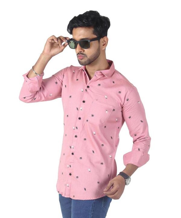 Mens Full Sleeves Casual Shirt| Mens Stylish Summer Printed Shirt_Pink - Image 2