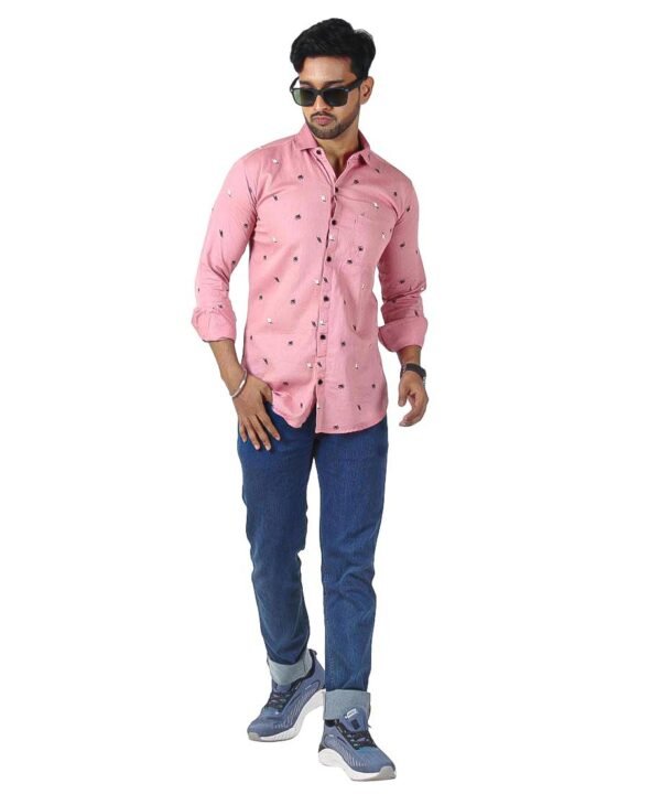 Mens Full Sleeves Casual Shirt| Mens Stylish Summer Printed Shirt_Pink - Image 5