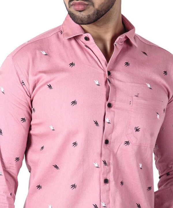 Mens Full Sleeves Casual Shirt| Mens Stylish Summer Printed Shirt_Pink - Image 4