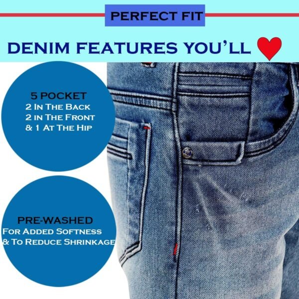 Boys Stretch Skinny Jeans, Legend Wash Denim Pants _Light Blue - Image 3