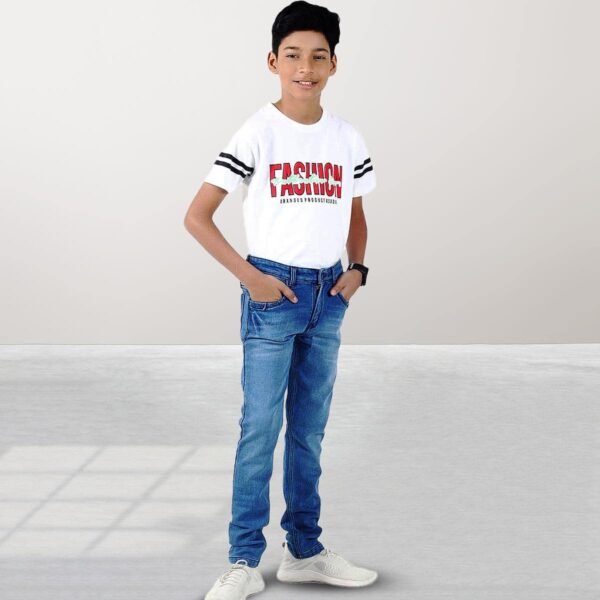 Boys Stretch Skinny Jeans, Legend Wash Denim Pants _Light Blue - Image 2