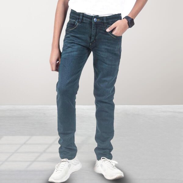 BIBJNS2209.1-min Boys Stretch Skinny Jeans ,Legend Wash Denim _Peacock Green - Image 1