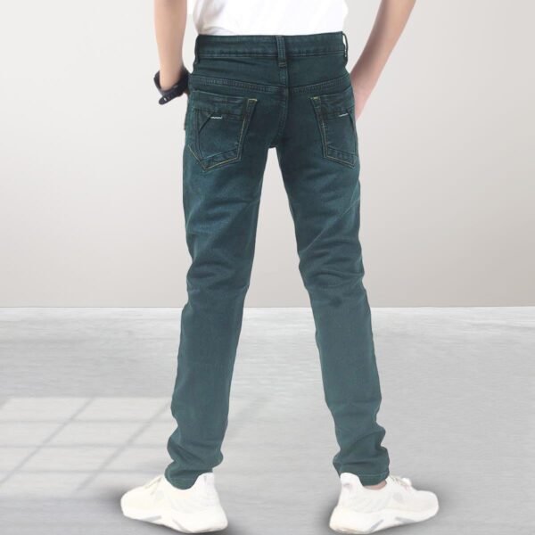 Boys Stretch Skinny Jeans ,Legend Wash Denim _Peacock Green - Image 4