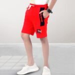 Casual Cotton Shorts For Boys,Elastic Waist Shorts For Kid_Red - Image 3