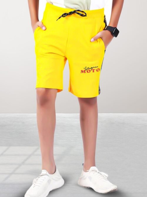 Casual Cotton Shorts For Boys,Elastic Waist Shorts For Kid_Yellow