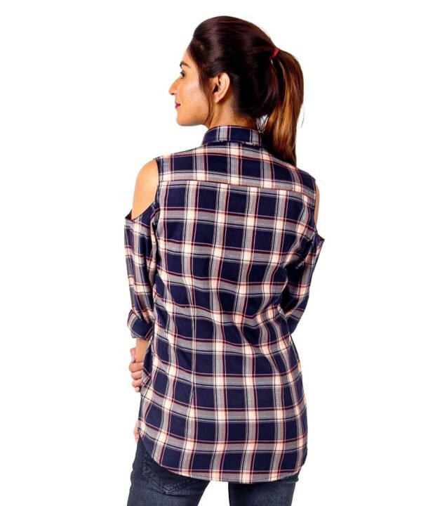 Womens Top Long Sleeves Check Shirt - Image 3